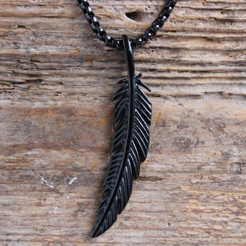 Traumfänger, Glücksanhänger - FEDER - Klein - 3,5cm - Schwarz
