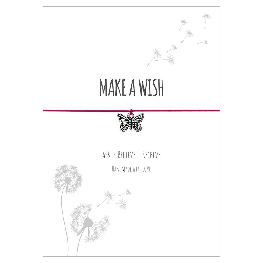 Das Glücksband / Wunscharmband - MAKE A WISH - Schmetterling