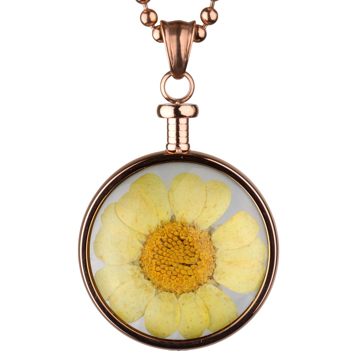 BLUMENKIND - Schmuck - Anhänger Rosegold - Chrysantheme Gelb