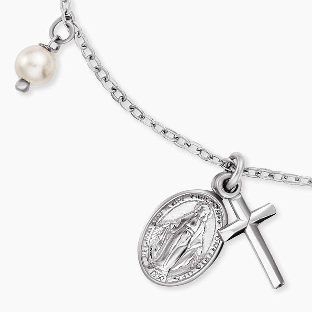 Engelsrufer - Armband - Heilige Maria und Kreuz mit Perle