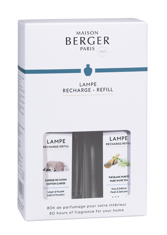 Maison Lampe Berger - Nachfüllduft - Raumparfum - DUOPACK - 2x 250ml - Aromatischer Weißer Tee und Zarte Baumwollblüte