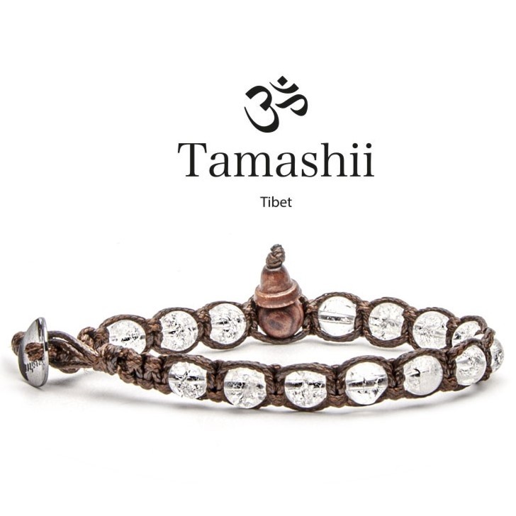 Tamashii - Gesegnetes Natursteinarmband aus Tibet - Crack Crystal - BERGKRISTALL 6mm