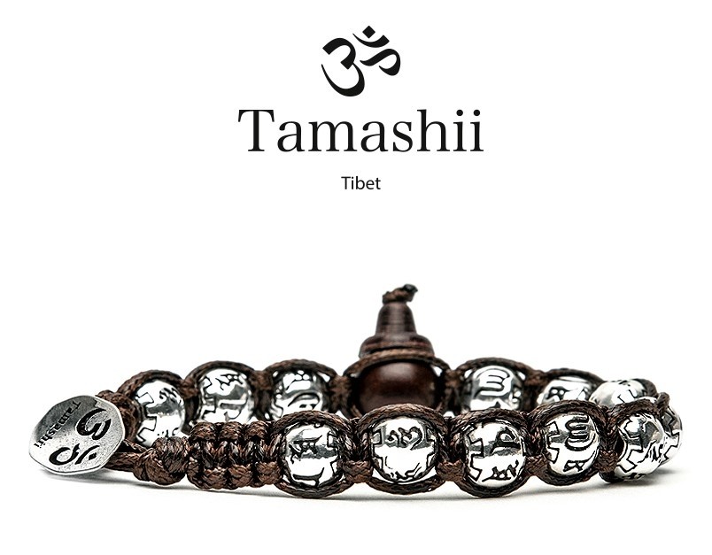 Tamashii - Gesegnetes Natursteinarmband aus Tibet - Prayer Wheel - GEBETSMÜHLE Silber mit Calabash