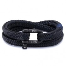 Pig and Hen - Armband aus Segelseil - Salty Steve Black - M 18cm