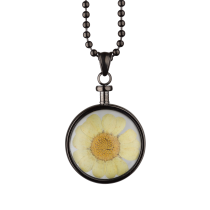 BLUMENKIND - Schmuck - Anhänger Grau - Chrysantheme Gelb