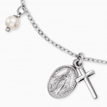 Engelsrufer - Armband - Heilige Maria und Kreuz mit Perle