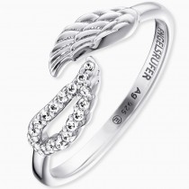 Engelsrufer - RING - Doppelflügel mit Kristallen