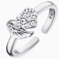 Engelsrufer - RING - Flügel & Herz mit Zirkonia 
