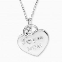 Engelsrufer - Kette Silber mit Anhänger "I love you Mom" und Zirkonia