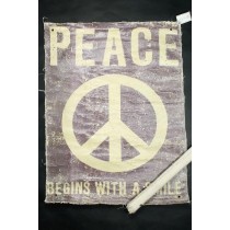 Poster aus Leinen - im Fabric / Vintage Look - Peace begins with a smile