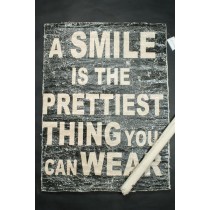 Poster aus Leinen - im Fabric / Vintage Look - A smile is the prettiest thing you can wear