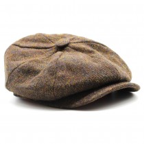 FLATCAP Schiebermütze - HARRIS TWEED - Braun - 58
