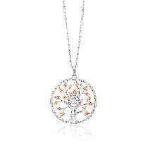 Julie Julsen - DANCING STONE - Kette - LEBENSBAUM - Blätter Rosé Silber