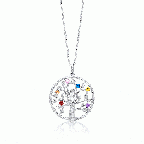 Julie Julsen - DANCING STONE - Kette - LEBENSBAUM - Bunt Silber