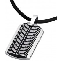Lotus Style - Herrenschmuck - Lederband mit Anhänger - Marquez mit Reifenprofil - silber