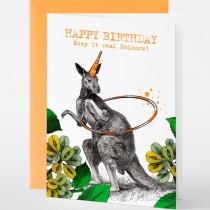 Pabuku - Grußkarten - Geburtstag - HAPPY BIRTHDAY - Keep it real Unicorn! - KÄNGURU