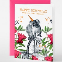 Pabuku - Grußkarten - Geburtstag - HAPPY BIRTHDAY - Keep it real Unicorn! - KOALA