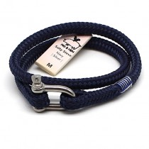 Pig and Hen - Armband aus Segelseil - Salty Steve Navy Silver - M 18cm