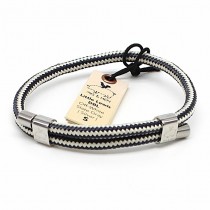Pig and Hen - Armband aus Segelseil - Little Lewis DBL - Off White Slate Gray Silver - S 15-17cm