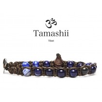Tamashii - Gesegnetes Natursteinarmband aus Tibet - ACHAT DUNKELBLAU 6mm