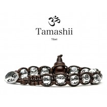 Tamashii - Gesegnetes Natursteinarmband aus Tibet - Prayer Wheel - GEBETSMÜHLE Silber mit Calabash