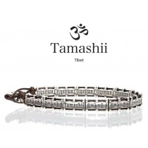 Tamashii - Gesegnetes Natursteinarmband aus Tibet - TIBETISCHE GEBETSFAHNEN Silber M