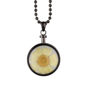 BLUMENKIND - Schmuck - Anhänger Grau - Chrysantheme Gelb
