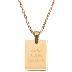 BLUMENKIND - Halskette mit Spruch - Gold glänzend - LEBE LIEBE LACHE