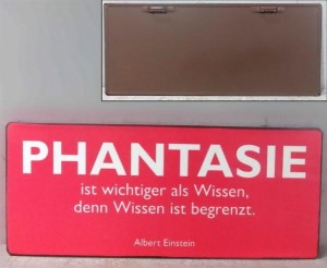 Retro Vintage Metallschild - Phantasie ist wichtiger als Wissen...