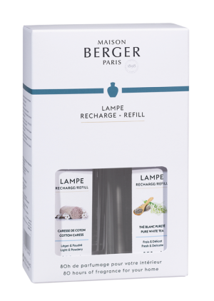 Maison Lampe Berger - Nachfüllduft - Raumparfum - DUOPACK - 2x 250ml - Aromatischer Weißer Tee und Zarte Baumwollblüte