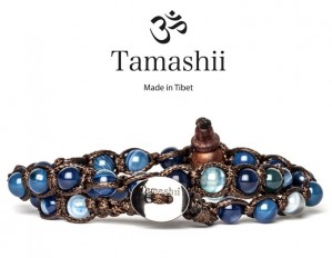 Tamashii - Gesegnetes Natursteinarmband aus Tibet - Blue Agate - BLAUER ACHAT - 2 Umrundungen