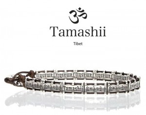 Tamashii - Gesegnetes Natursteinarmband aus Tibet - TIBETISCHE GEBETSFAHNEN Silber M