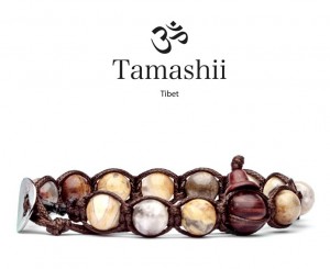 Tamashii - Gesegnetes Natursteinarmband aus Tibet - Wood Fossil - VERSTEINERTES HOLZ