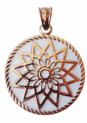 Traumfänger, Glücksanhänger - Mittel - 3,5cm - Rosé Gold Weiss - Stern - Neues Design